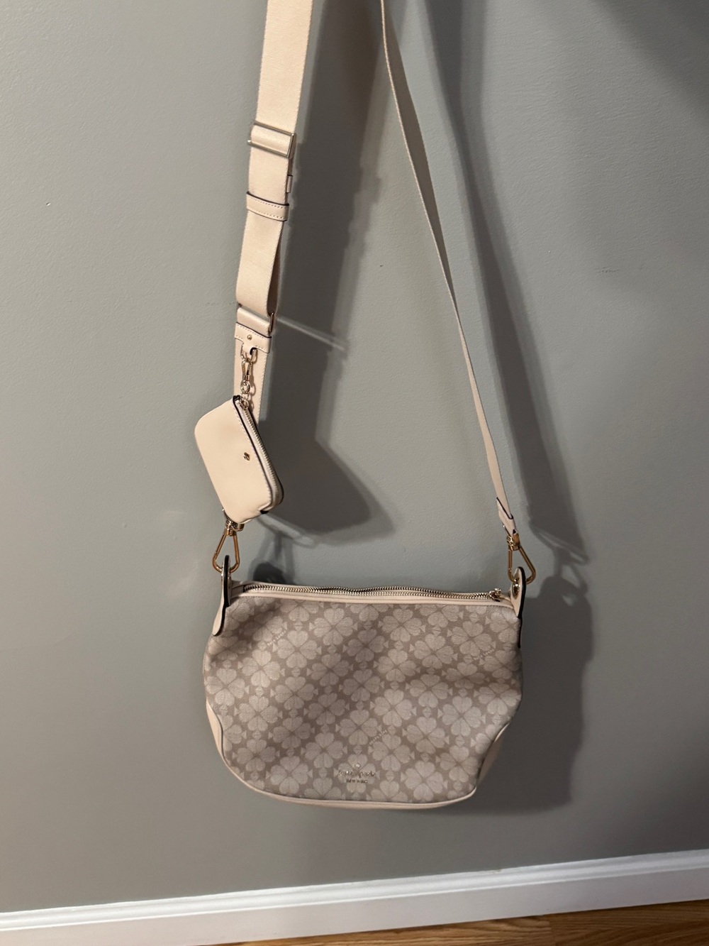 Kate spade Light Beige Signature Crossbody Bag with Adjustable Strap